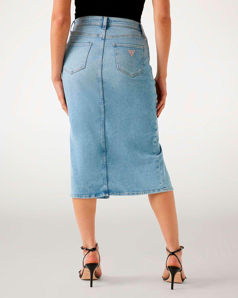 Falda Guess Mujer Mila Denim Skirt Azul-2