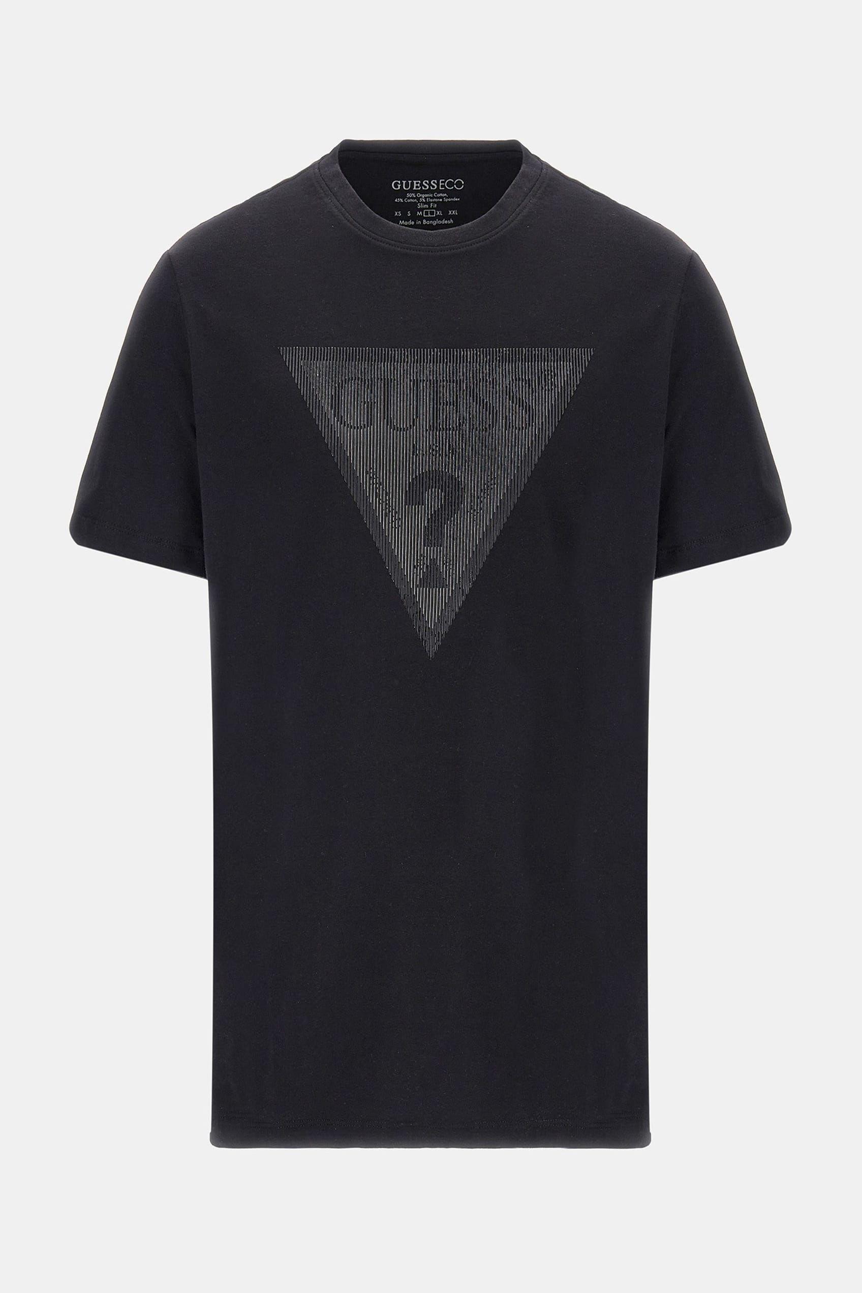 Polera Guess Hombre Ss Cn Shiny Gel Triangle Tee Negro-6