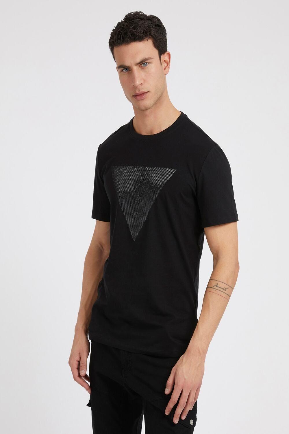 Polera Guess Hombre Ss Cn Shiny Gel Triangle Tee Negro-0
