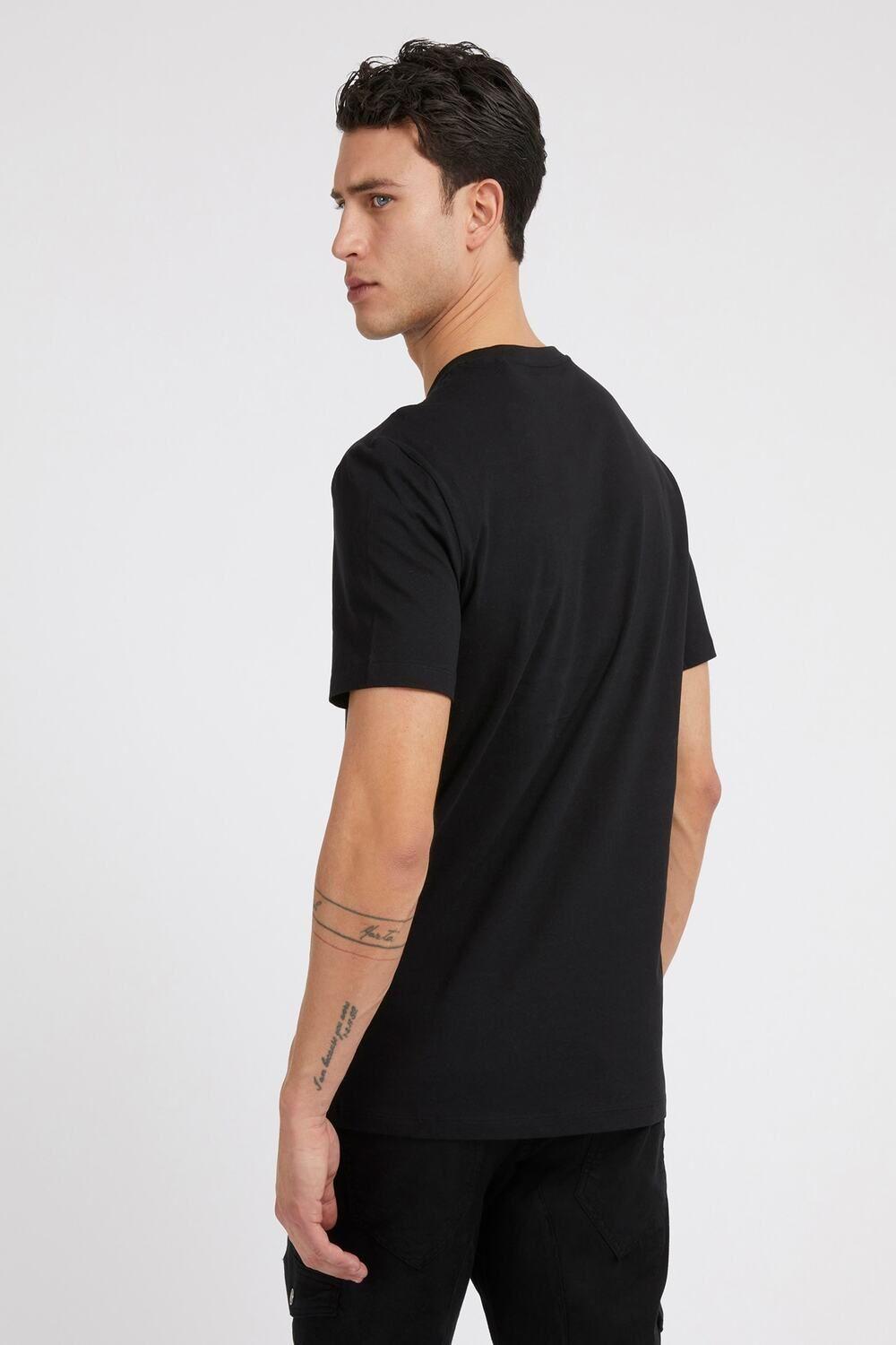 Polera Guess Hombre Ss Cn Shiny Gel Triangle Tee Negro-2