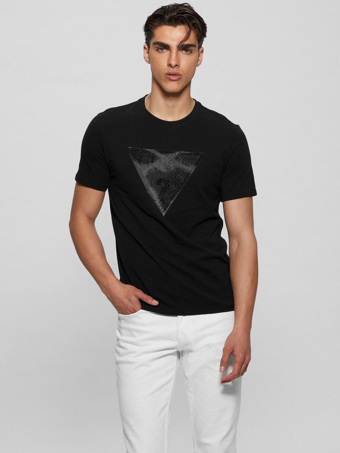 Polera Guess Hombre Ss Cn Shiny Gel Triangle Tee Negro-3