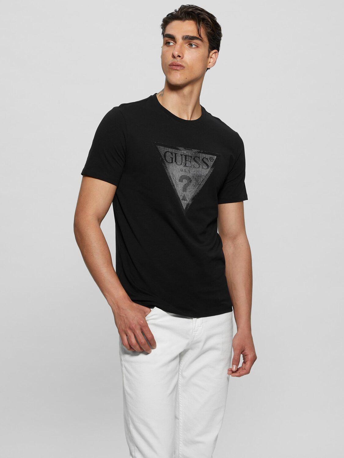 Polera Guess Hombre Ss Cn Shiny Gel Triangle Tee Negro-4