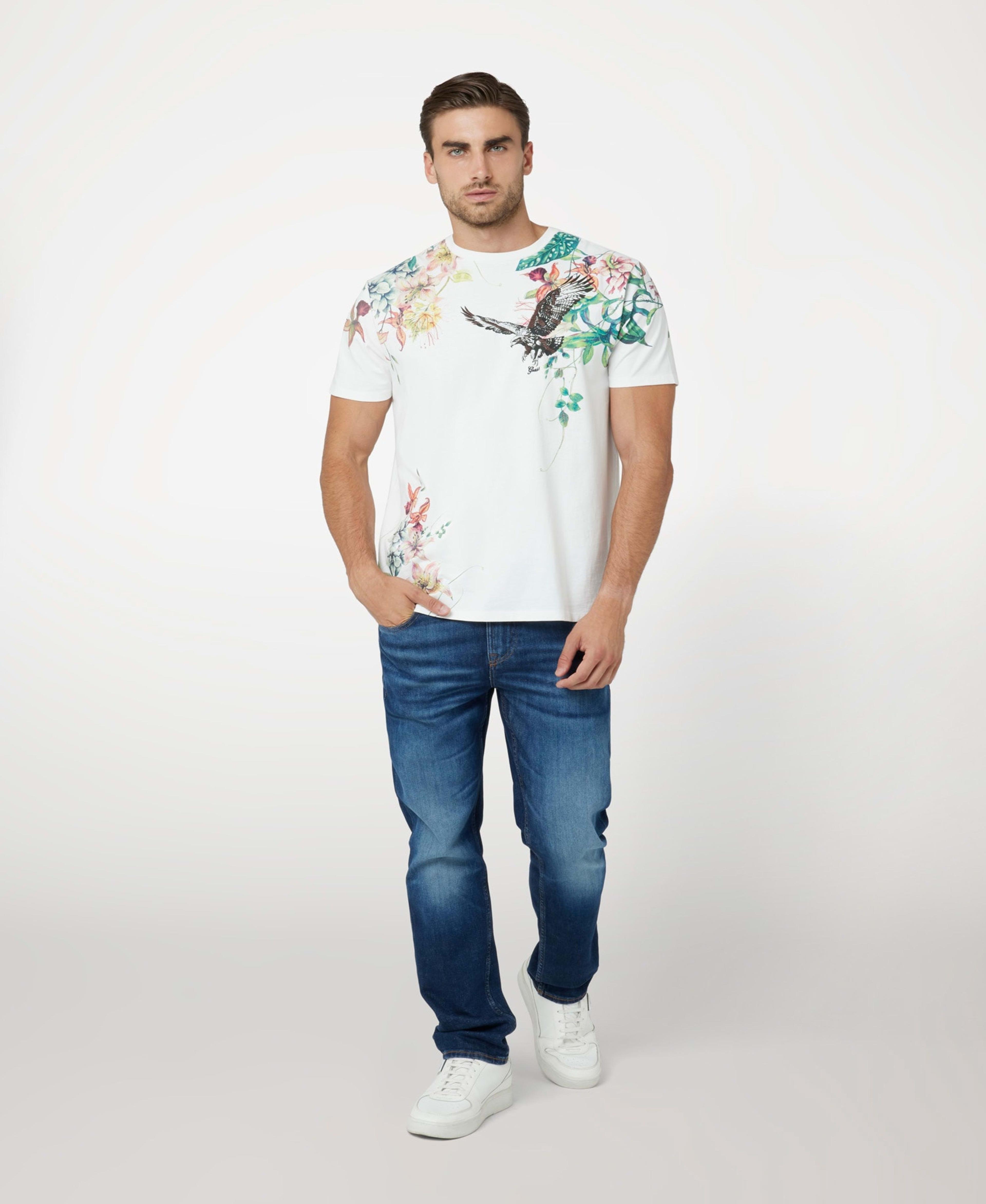 Polera Guess Hombre Ss Bsc Floral Hawk Tee Amarillo-1