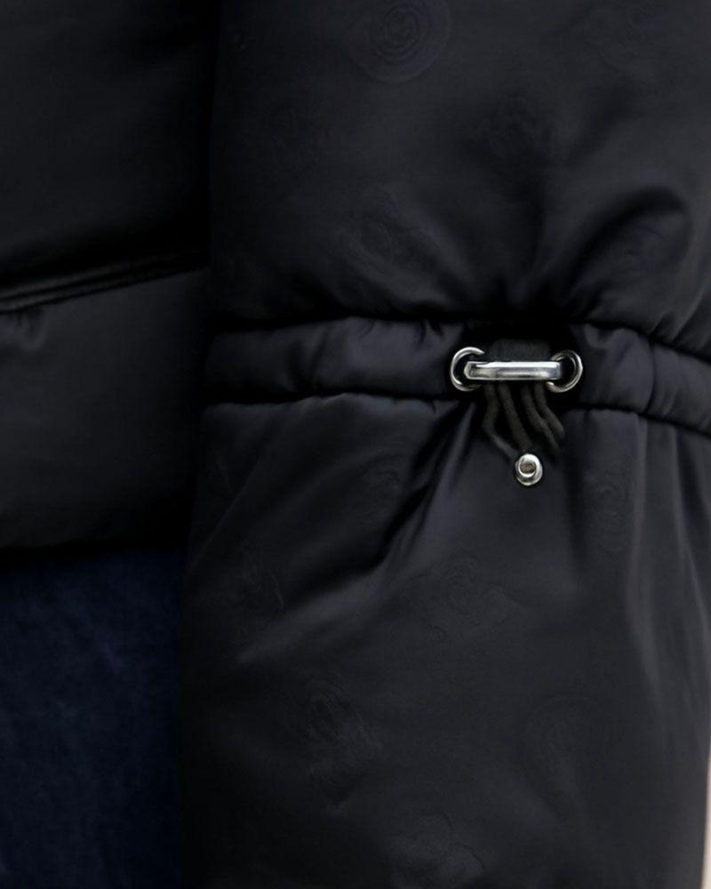 Chaqueta New Daisy Crop Logo Puffer Negro Mujer-3