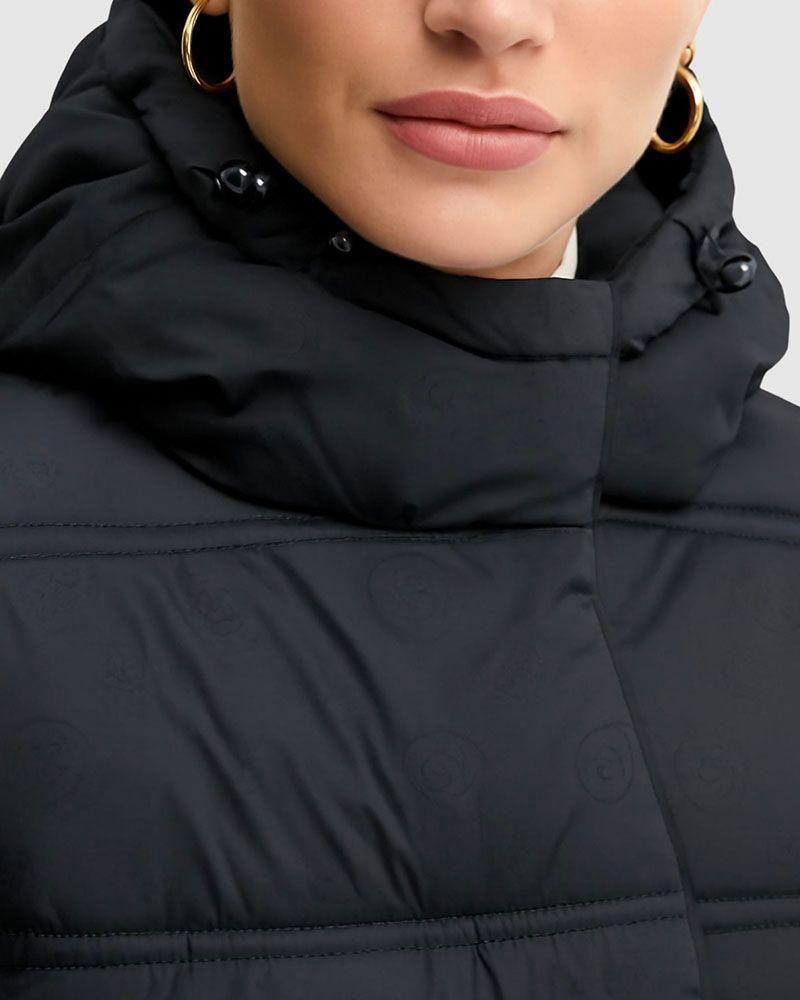 Chaqueta New Daisy Crop Logo Puffer Negro Mujer-4