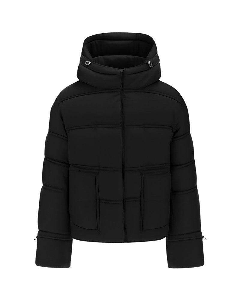 Chaqueta New Daisy Crop Logo Puffer Negro Mujer-5