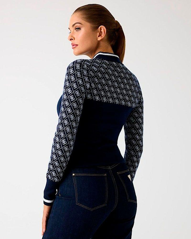 Sweater Ls Mock Neck Aubrey 4G Azul Mujer-1