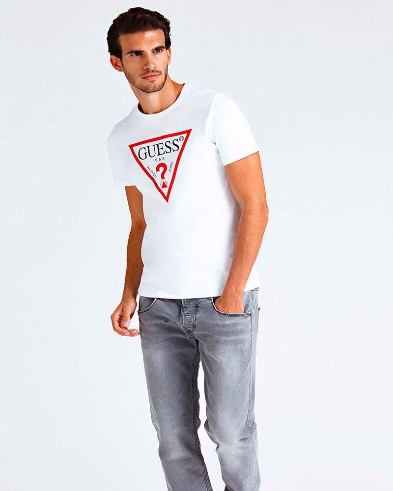 Polera Guess Hombre Cn Ss Core Original Logo Tee Blanco-2