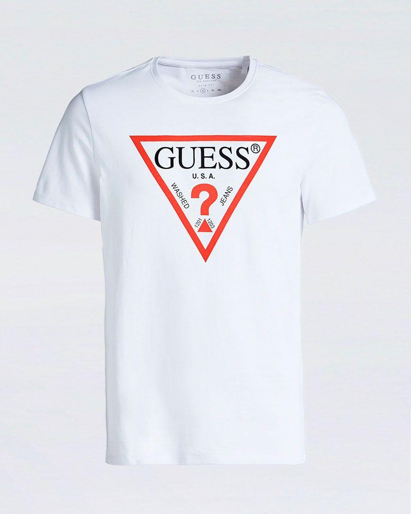 Polera Guess Hombre Cn Ss Core Original Logo Tee Blanco-3