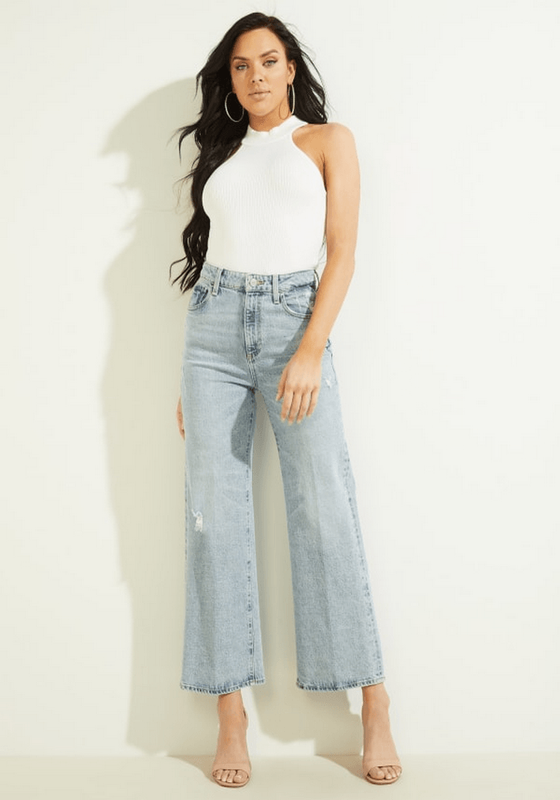 Jeans Guess Mujer Ankle Wide Leg Celeste-3