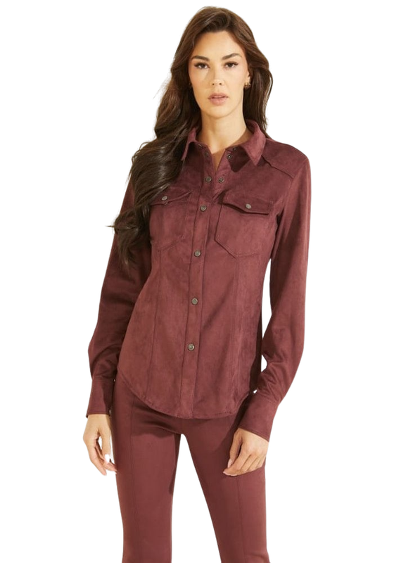 Camisa Guess Mujer New Ls Daisy Shirt Burdeo-0
