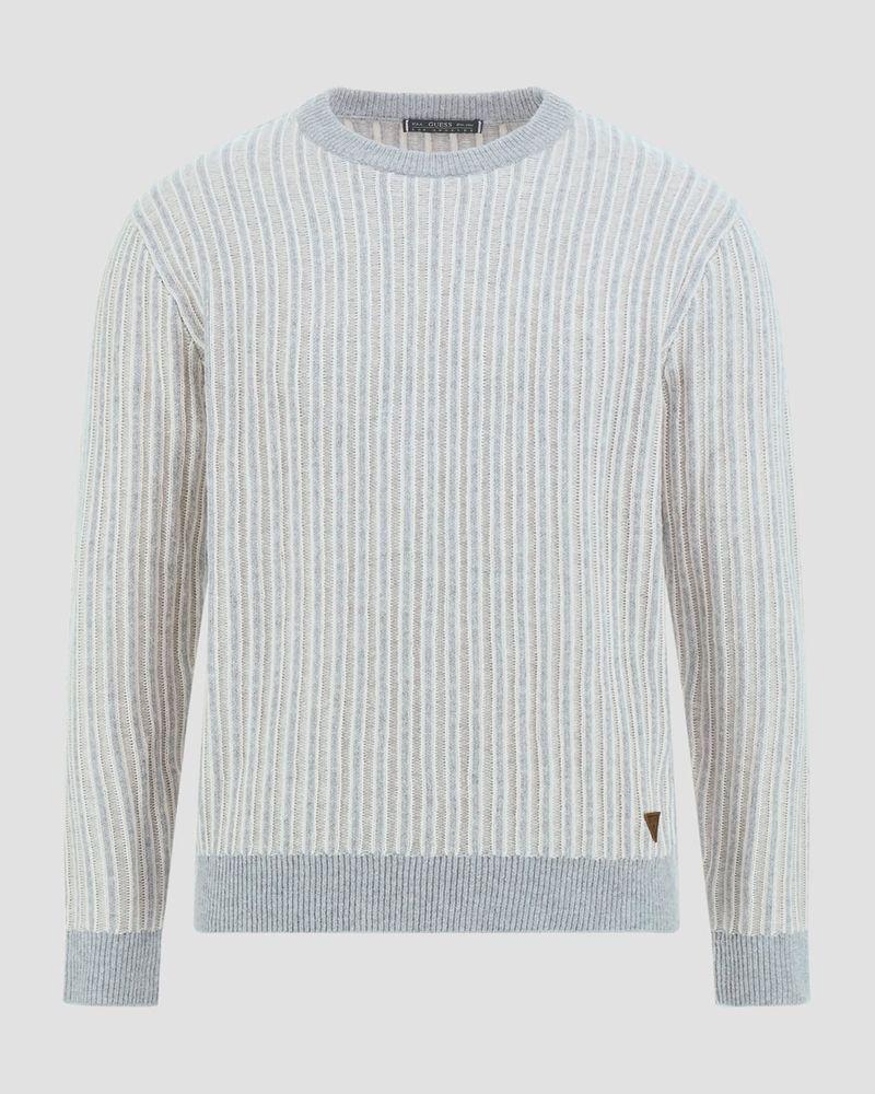 Tejido Guess Hombre Emmanuel Cn Bi-Color Ribs Swtr Gris-4