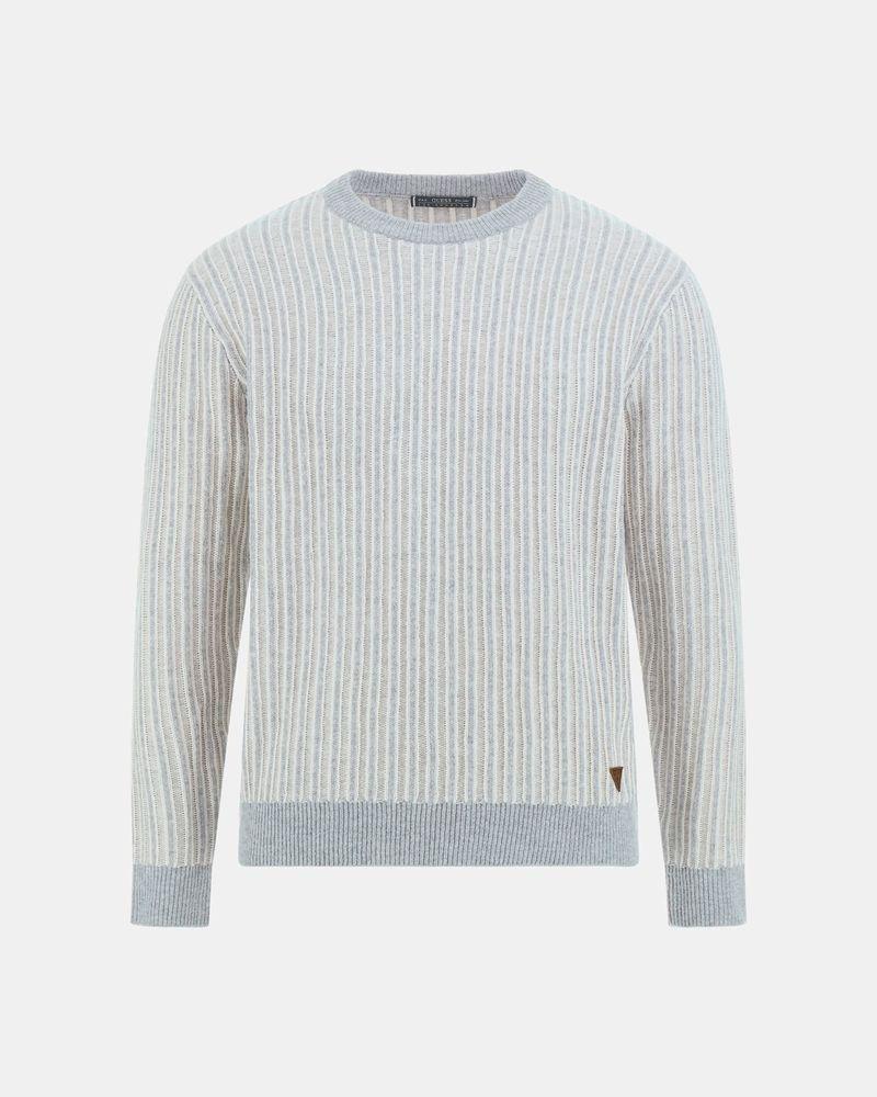 Tejido Guess Hombre Emmanuel Cn Bi-Color Ribs Swtr Gris-6