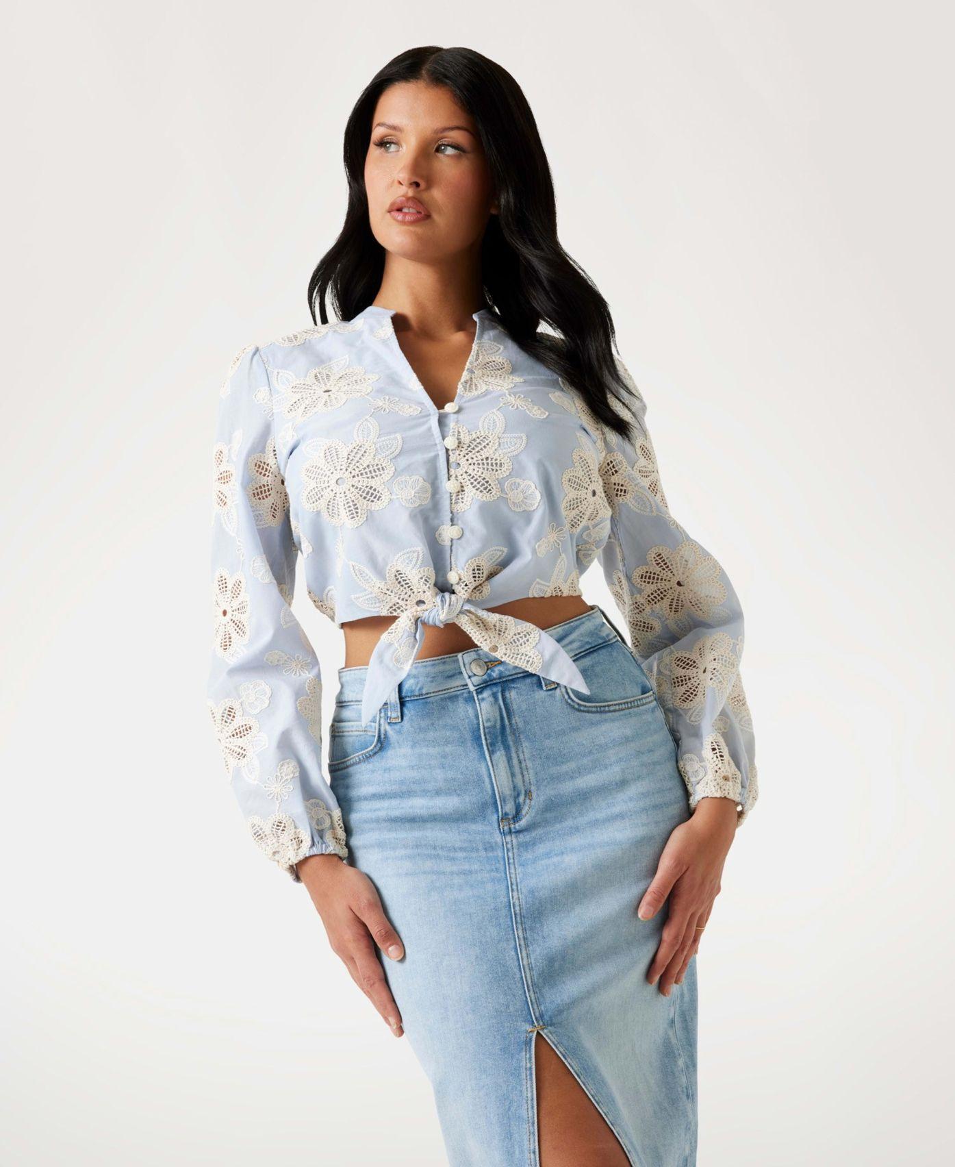 Blusa Ls Hazel Tie Front Top Azul-0