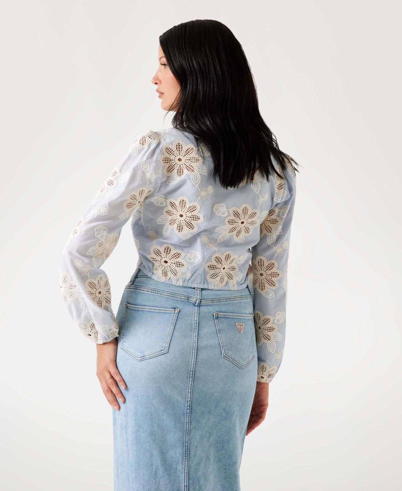 Blusa Ls Hazel Tie Front Top Azul-1