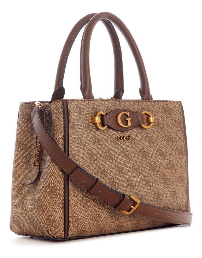 Cartera Guess Mujer Izzy Small Girlfriend Satchel Café.-1