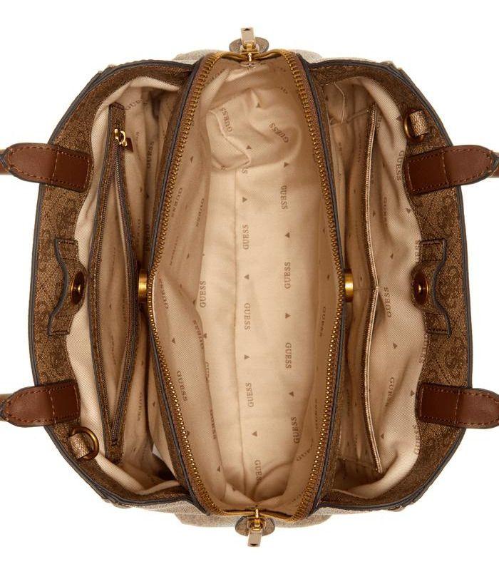 Cartera Guess Mujer Izzy Small Girlfriend Satchel Café.-3