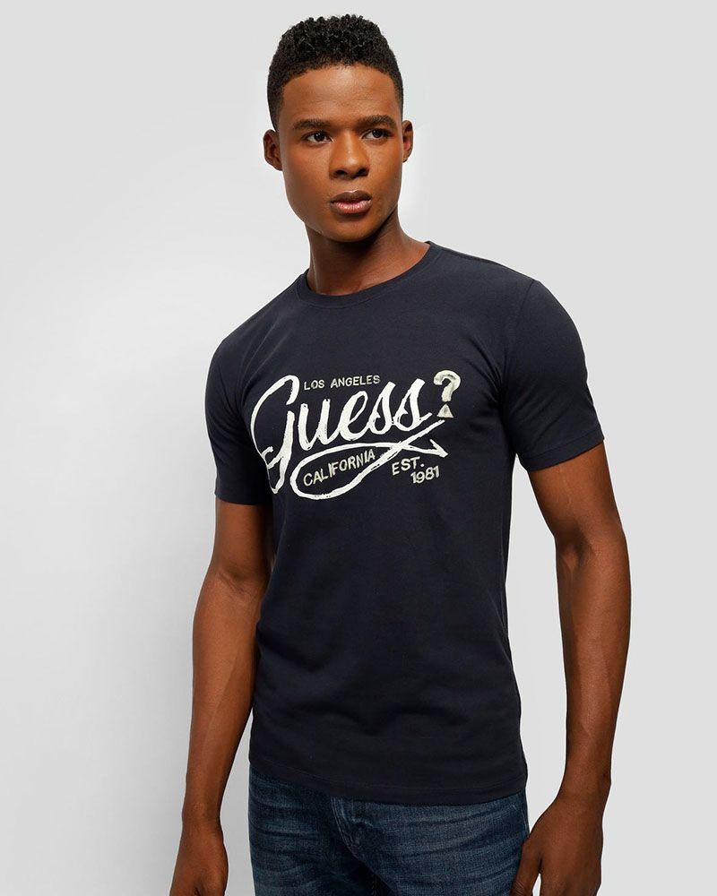 Polera Guess Hombre Ss Cn Logo Tee Azul-0