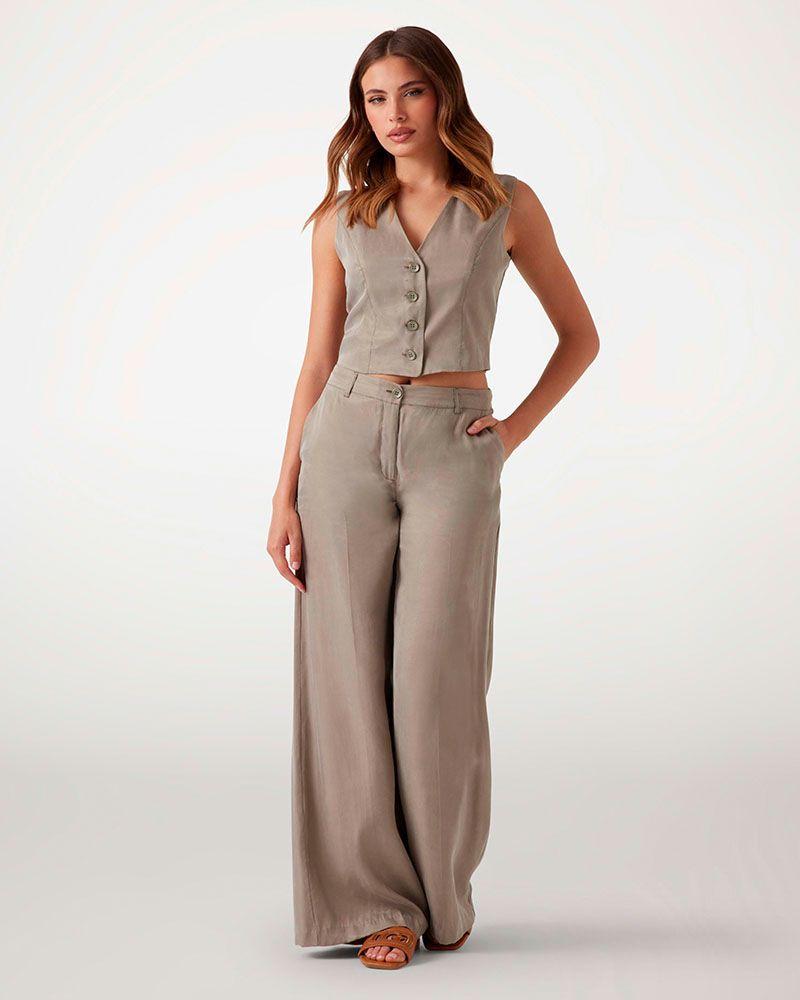 Pantalon Guess Mujer Celestine Fluid Pleats Pant Verde-4