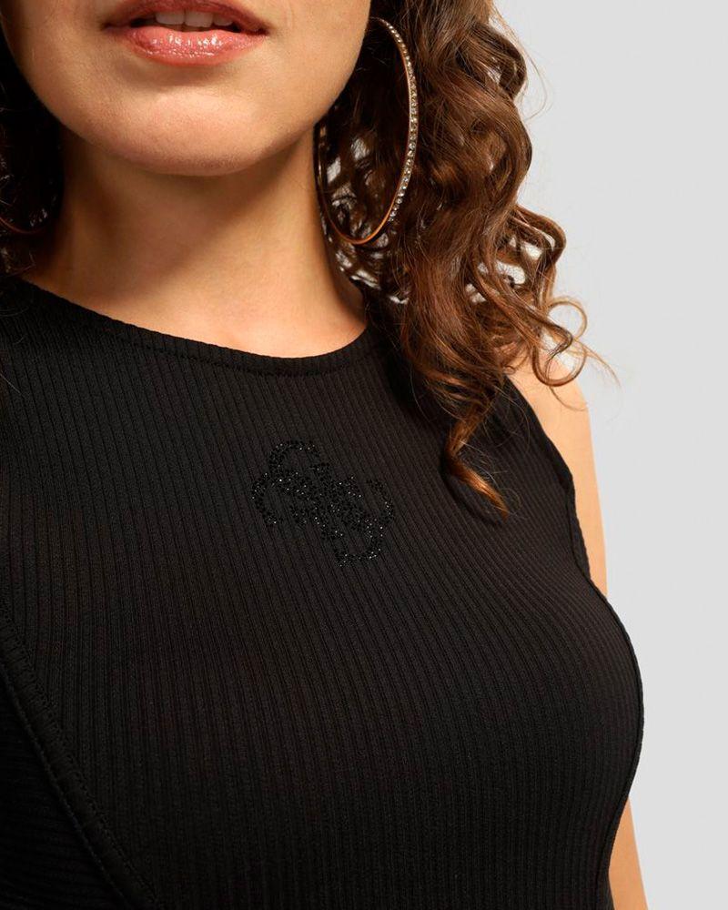 Top Guess Mujer Emi Tank Logo Top Negro-2