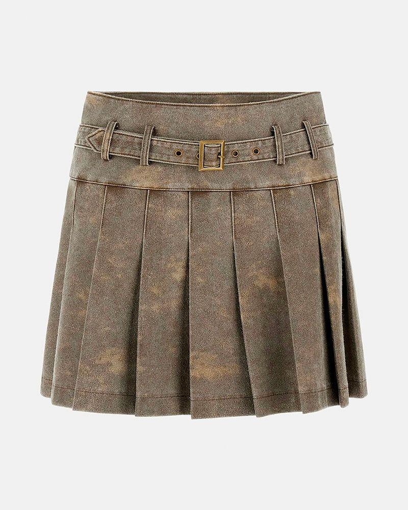 Falda Estell Pleated Mini Beige-5