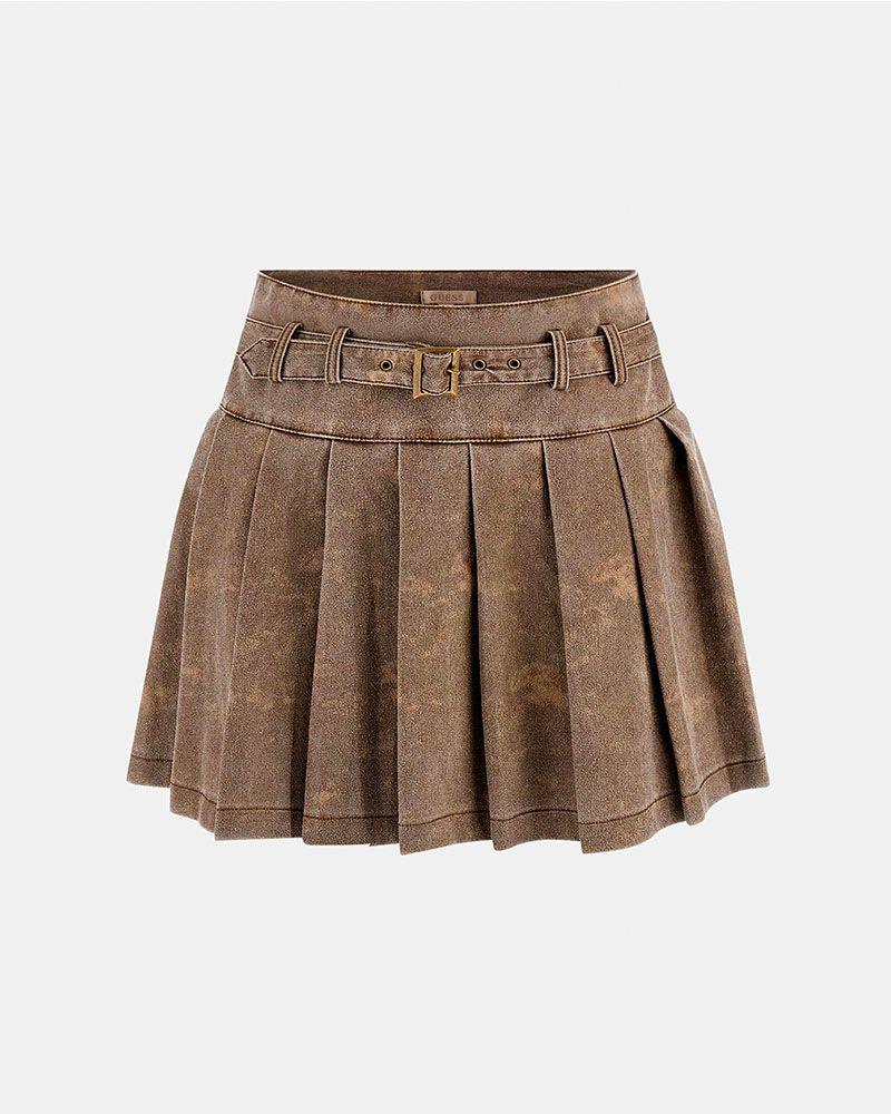 Falda Estell Pleated Mini Beige-8
