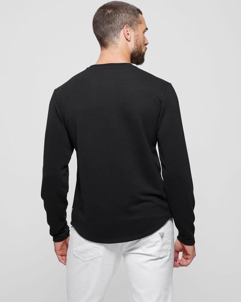 Polera Guess Hombre Ls Linear Texture Jrsy Crew Negro-4