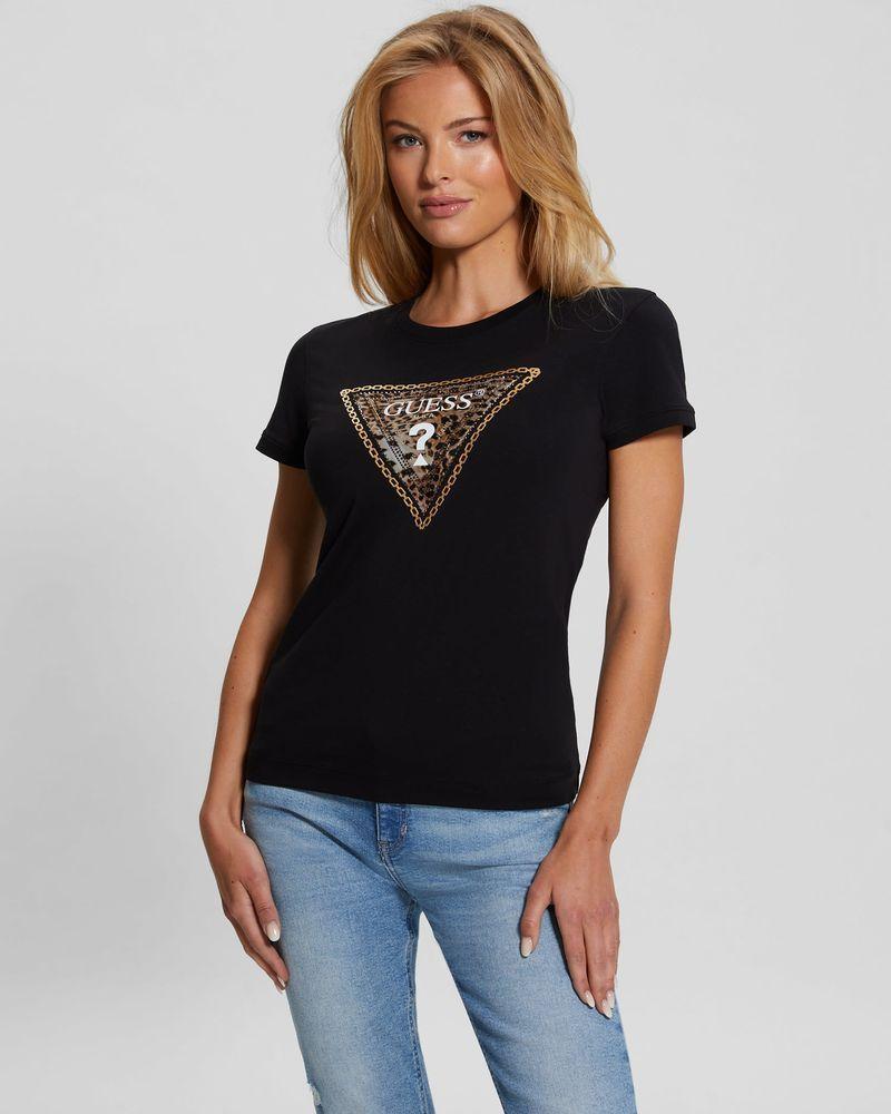 Polera Guess Mujer Ss Cn Triangle Leo Tee Negro-2