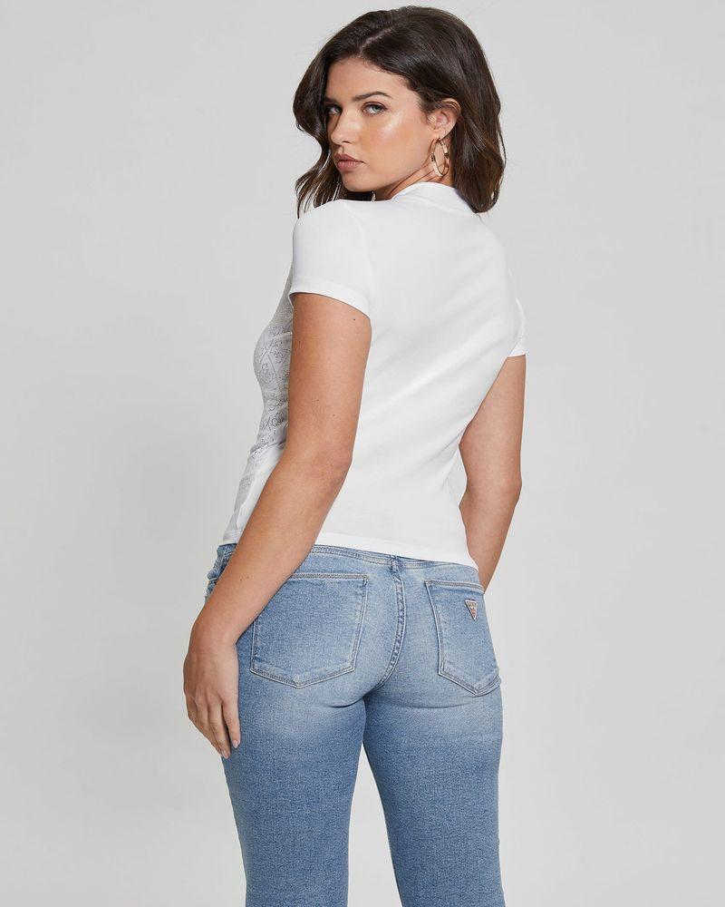 Polera Guess Mujer Ss Mock Neck All Over 4G Tee Blanco-3