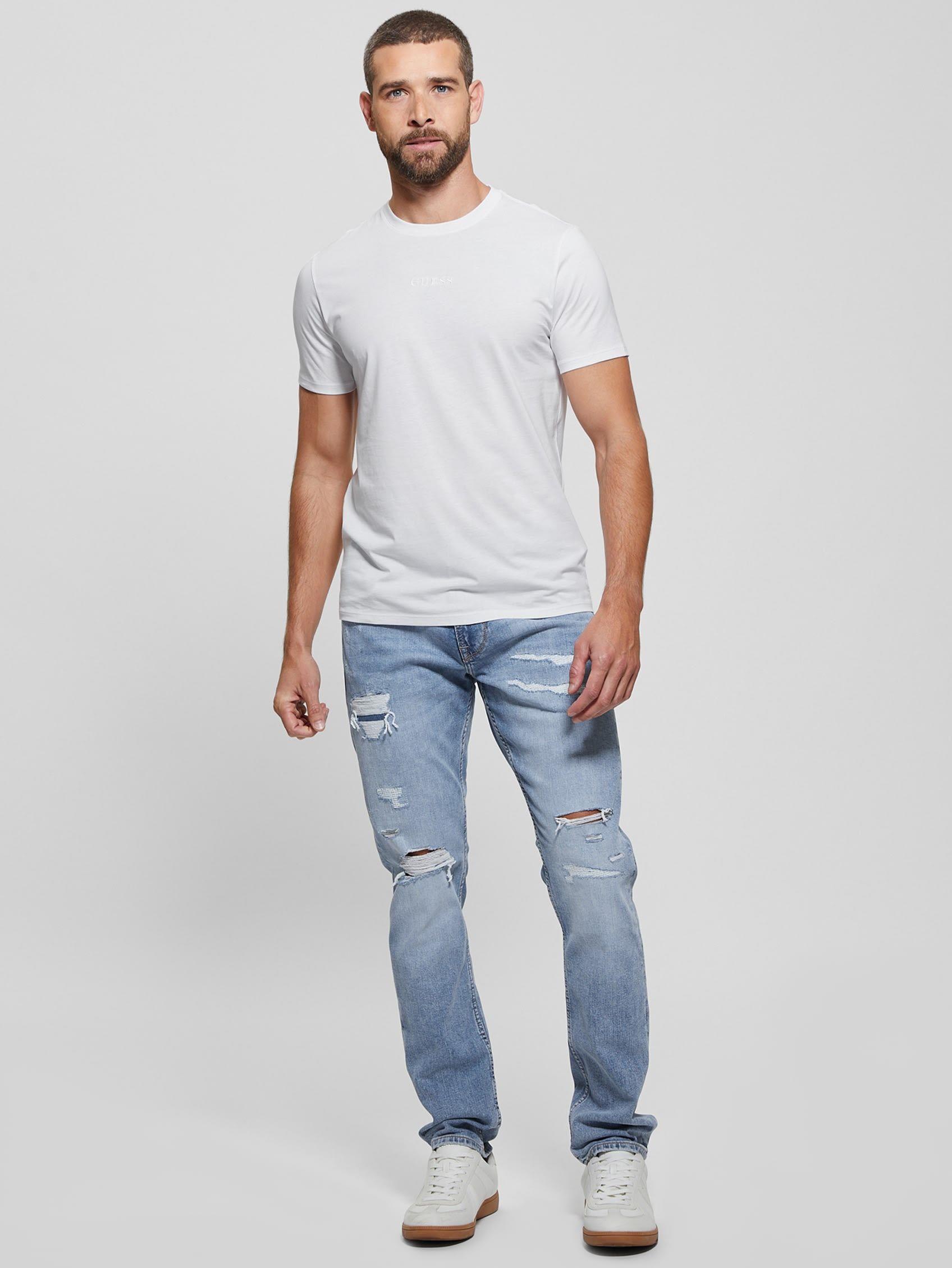 Polera Guess Hombre Ss Emb Pima Crew Blanco-1