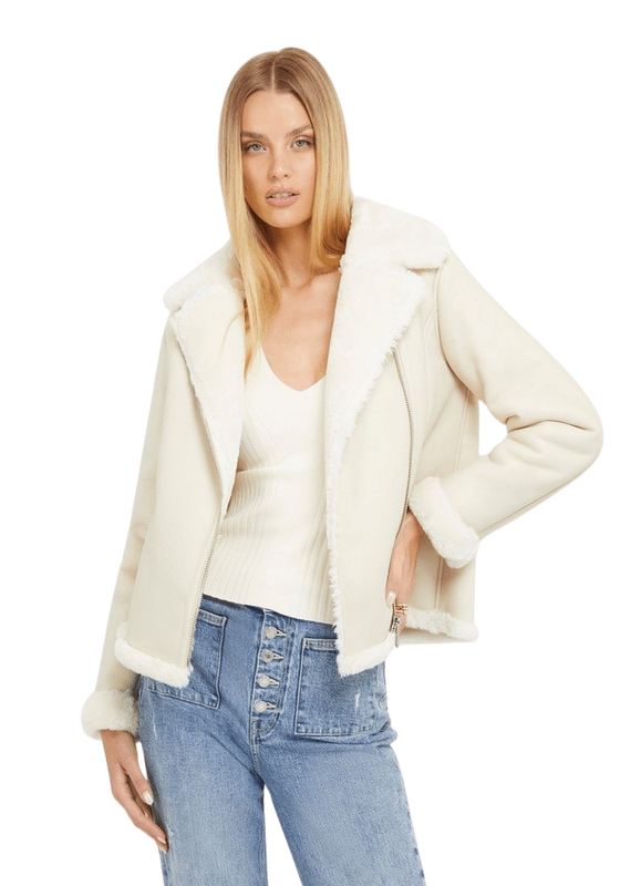 Chaqueta Guess Mujer Dafne Cropped Jacket Crema-0