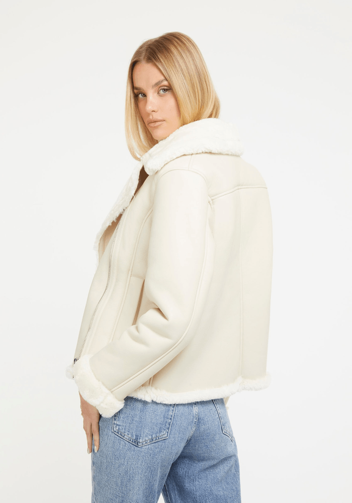 Chaqueta Guess Mujer Dafne Cropped Jacket Crema-2