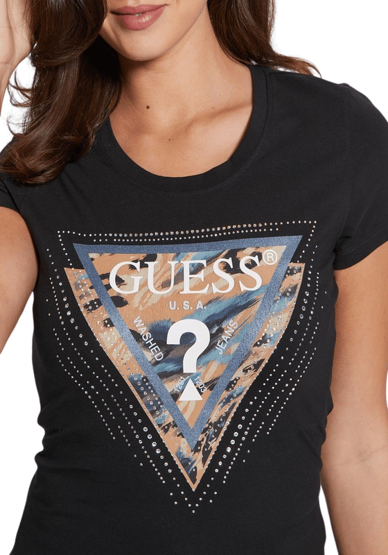 Polera Guess Mujer Ss Cn Leo Triangle Tee Negro-0