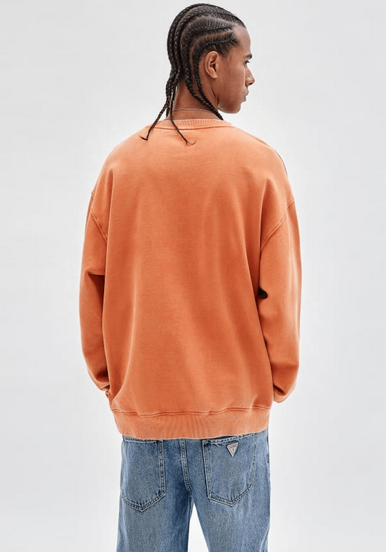 Polerón Guess Hombre Go Baker Logo Crewneck Naranjo-2