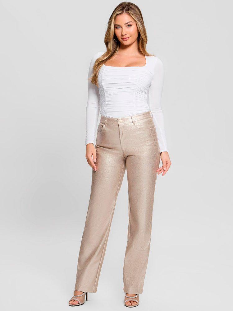 Pantalon New Ambra Metallic Pu Pants Dorado-2