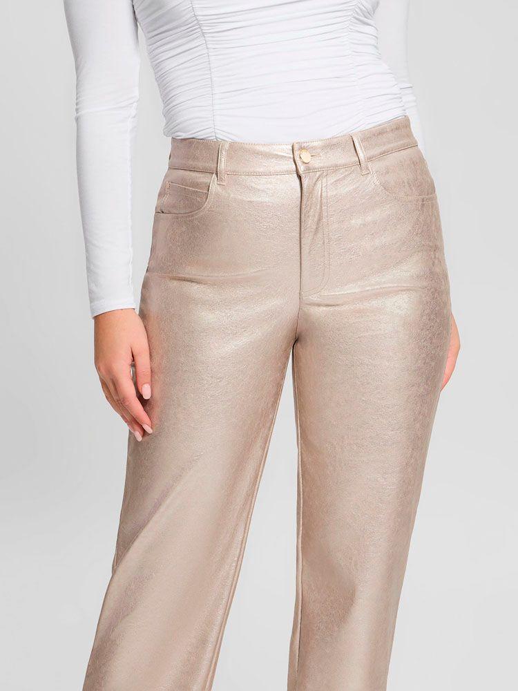 Pantalon New Ambra Metallic Pu Pants Dorado-3