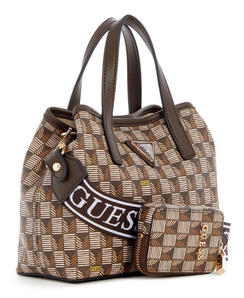 Mini Cartera Guess Mujer G Wave Mini Tote Café-1