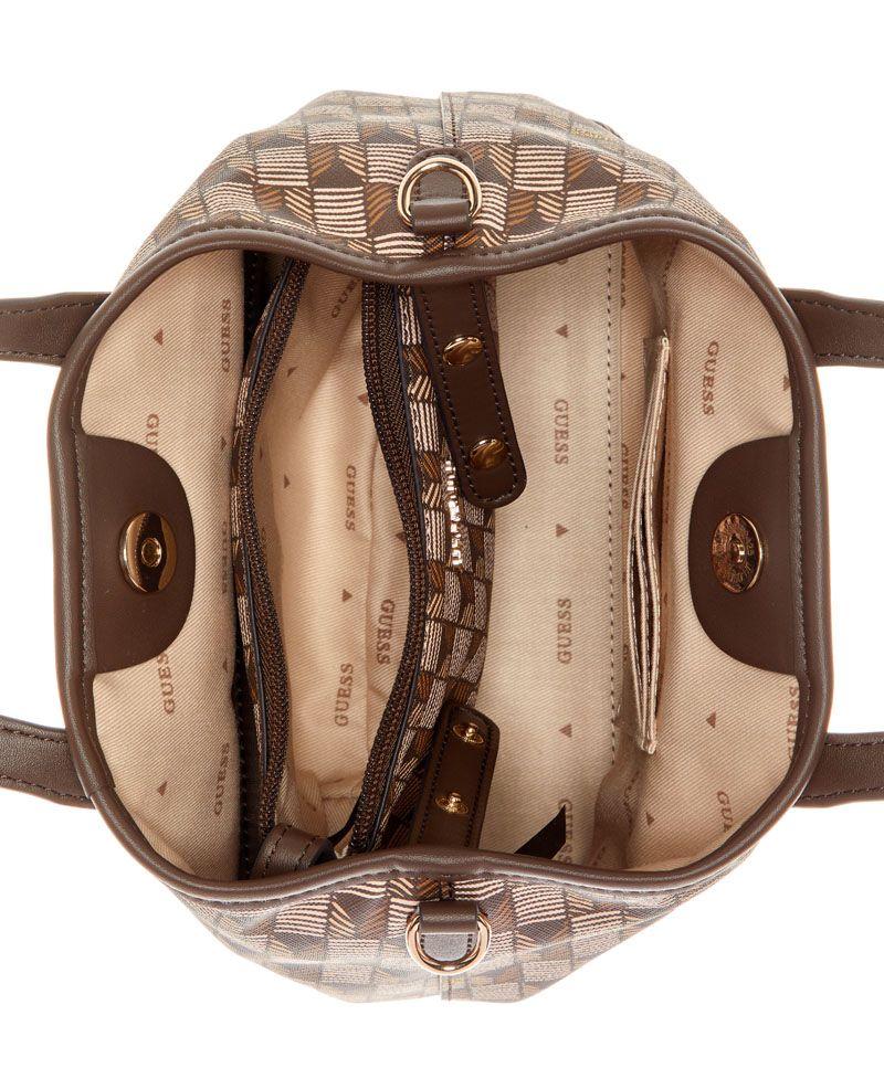 Mini Cartera Guess Mujer G Wave Mini Tote Café-3