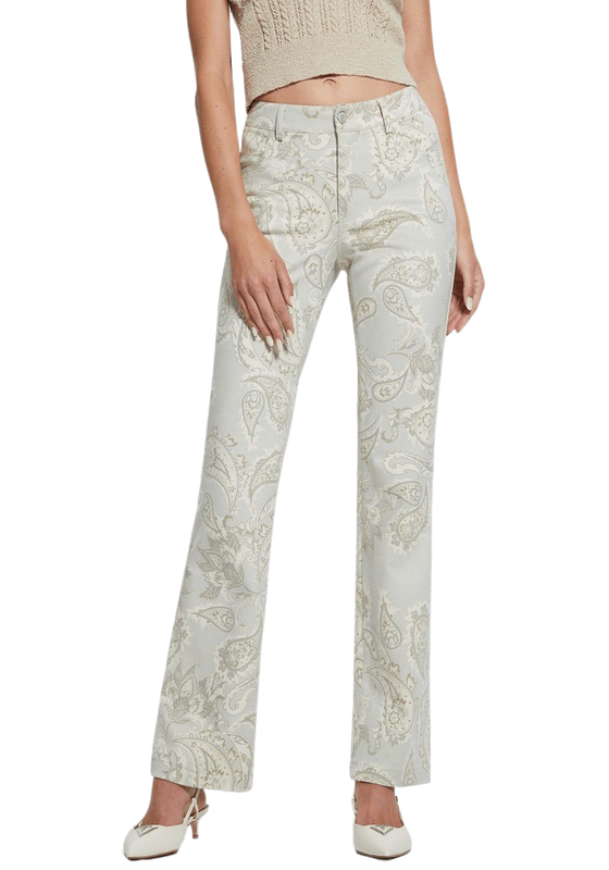 Pantalon Guess Mujer Sexy Suede Boot Crema-0