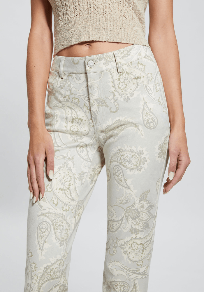 Pantalon Guess Mujer Sexy Suede Boot Crema-5