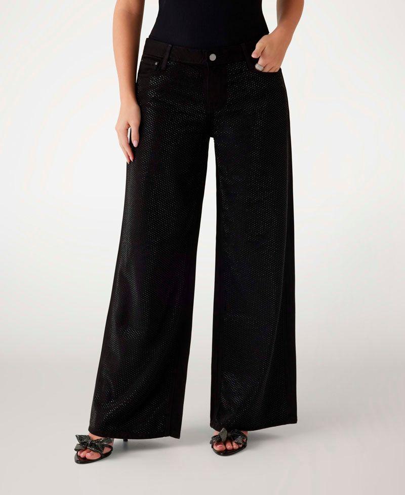Pantalon Guess Mujer Sexy Palazzo Negro-1