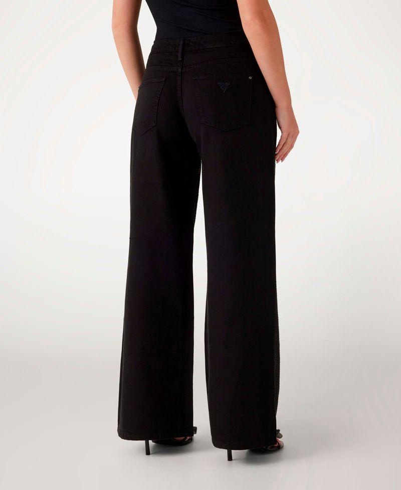 Pantalon Guess Mujer Sexy Palazzo Negro-2