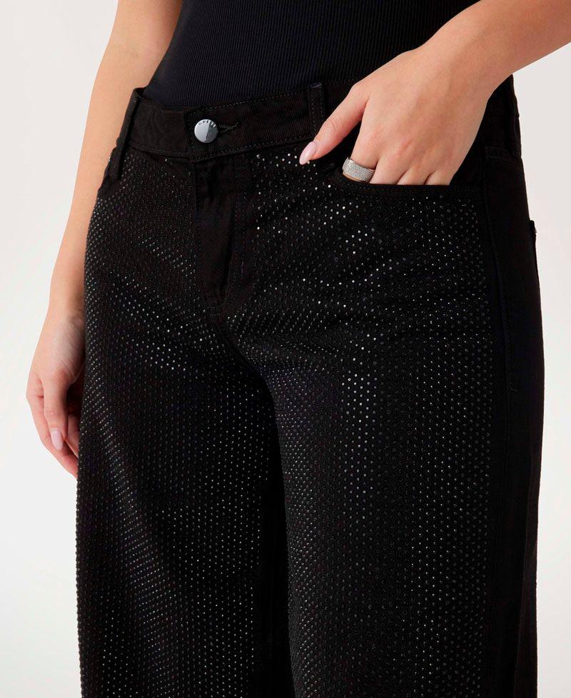 Pantalon Guess Mujer Sexy Palazzo Negro-3