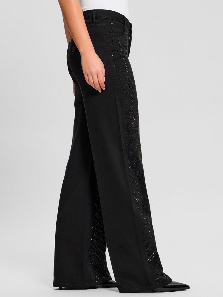Pantalon Guess Mujer Sexy Palazzo Negro-4