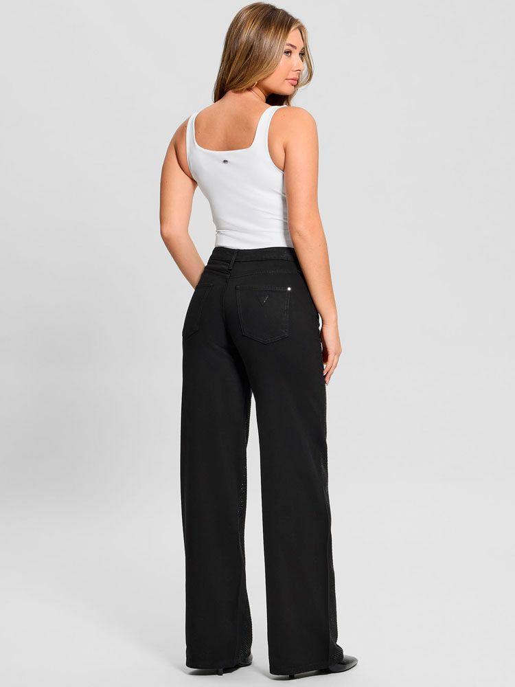 Pantalon Guess Mujer Sexy Palazzo Negro-6