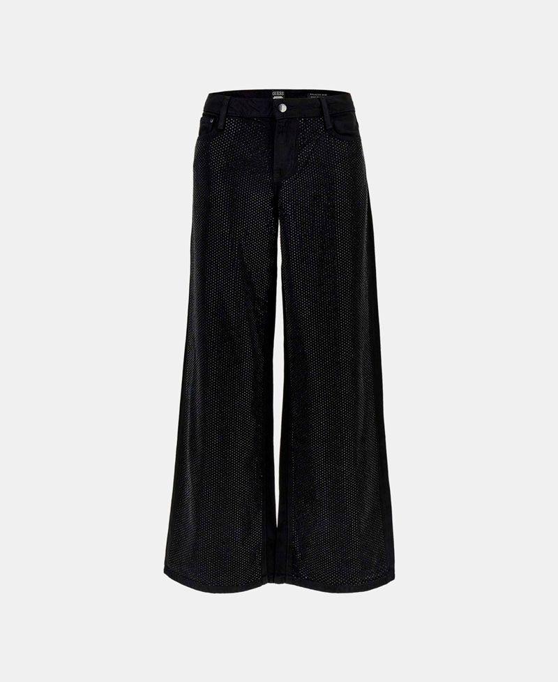 Pantalon Guess Mujer Sexy Palazzo Negro-7