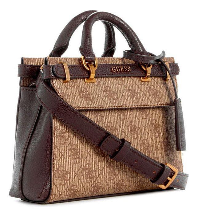 Mini Cartera Guess Mujer Sestri Logo Mini Satchel Café-1