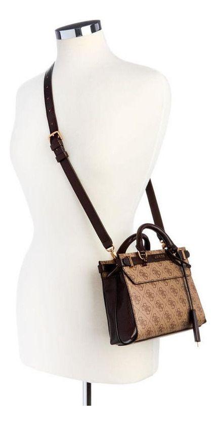 Mini Cartera Guess Mujer Sestri Logo Mini Satchel Café-4