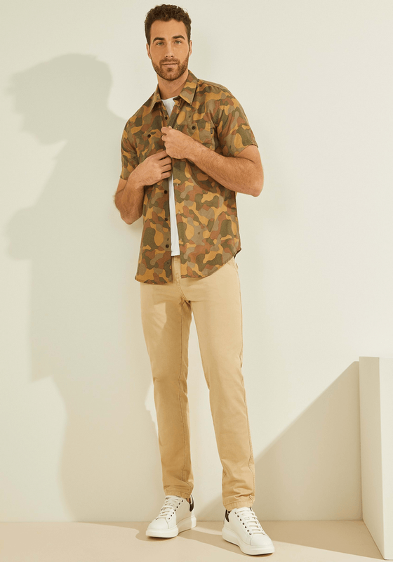 Camisa Guess Hombre Ss Crafted Camo Woven Shirt Multicolor-1