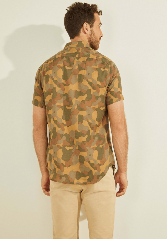 Camisa Guess Hombre Ss Crafted Camo Woven Shirt Multicolor-2